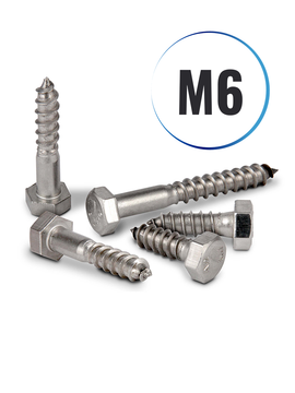 Sechskant Holzschrauben M6 DIN 571 aus Edelstahl A2