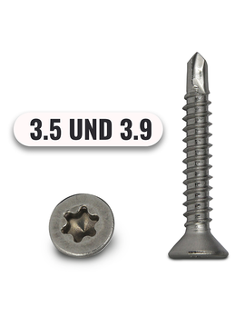 Bohrschrauben von 3,5 bis 3,9mm Senkkopf TORX DIN 7504 aus Edelstahl A2