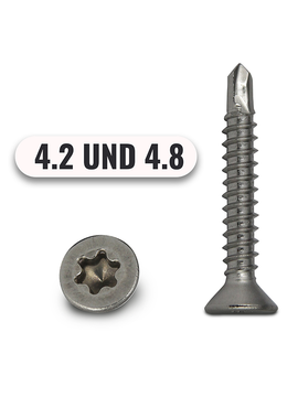 Bohrschrauben von 4,2 bis 4,8mm Senkkopf TORX DIN 7504 aus Edelstahl A2