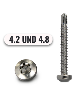 Bohrschrauben von 4,2 bis 4,8mm Linsenkopf TORX DIN 7504 aus Edelstahl A2