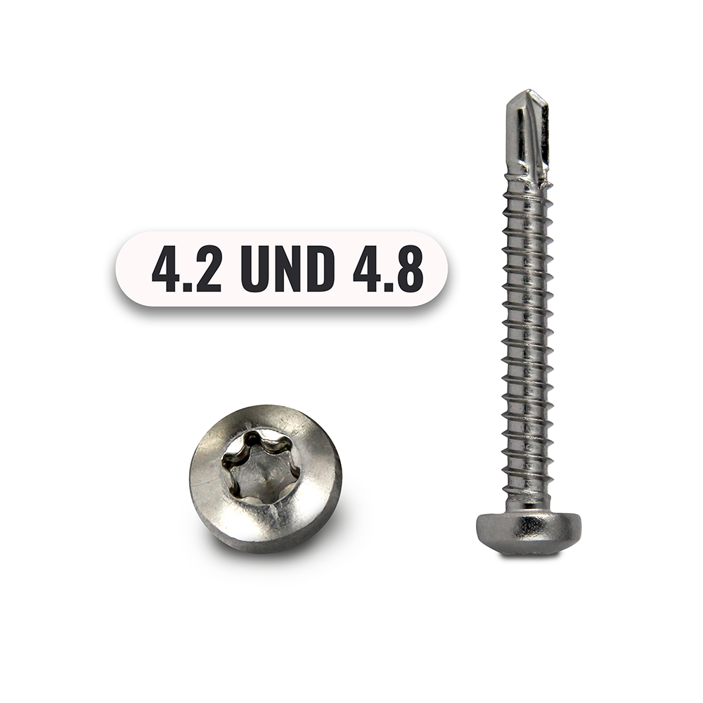Bohrschrauben von 4,2 bis 4,8mm Linsenkopf Torx DIN 7504 aus Edelstahl A2
