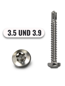 Bohrschrauben von 3,5 bis 3,9mm Linsenkopf TORX DIN 7504 aus Edelstahl A2