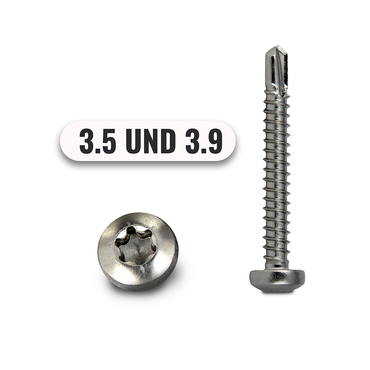 Bohrschrauben von 3,5 bis 3,9mm Linsenkopf TORX DIN 7504 aus Edelstahl A2