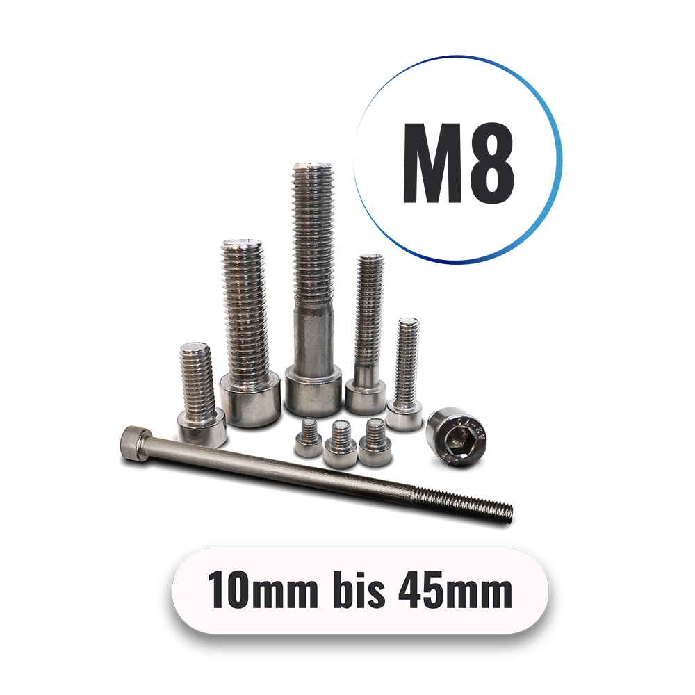 100 Zylinderschrauben M8x25 mm - Innensechskant - Edelstahl A2-70 - DIN 912