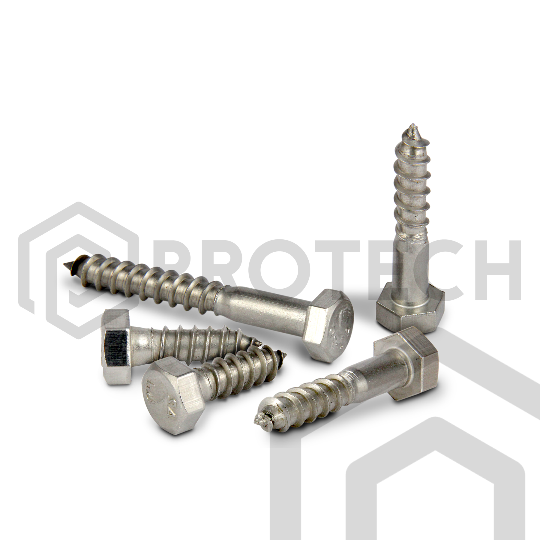 Sechskant Holzschrauben M8 von 25 bis 70mm DIN 571 aus Edelstahl A2