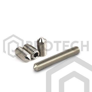 Gewindestifte M6 von 5mm bis 20mm mit ISK u. Spitze DIN 914 aus Edelstahl A2