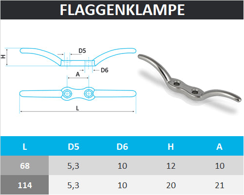 Flaggenklampe aus Edelstahl A4