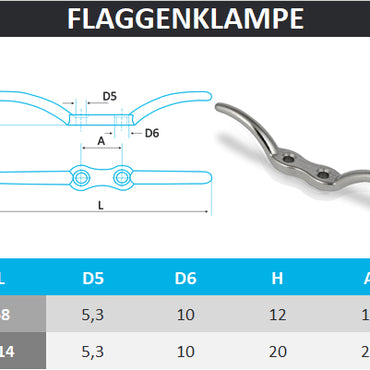 Flaggenklampe aus Edelstahl A4