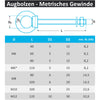 Augbolzen mit metrischem Gewinde aus Edelstahl A4