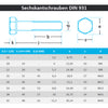 Sechskantschrauben mit Schaft M8 von 25 bis 100mm DIN 931 aus Edelstahl A2