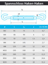 Spannschloss Haken-Haken ähnl. DIN 1480 aus Edelstahl A4